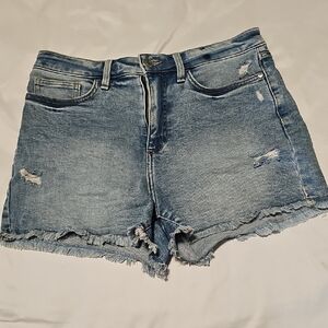 LC Lauren Conrad Blue Frayed Jean Shorts